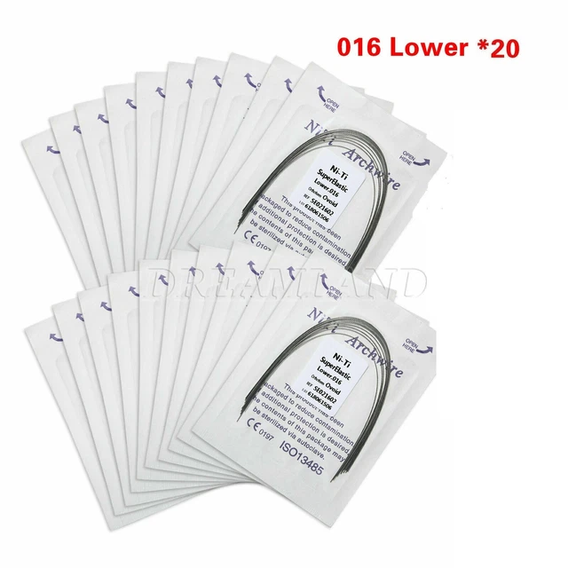 20 Packs Orthodontic dental niti elastic Arch Wires Round Ovoid 0.016 Lower