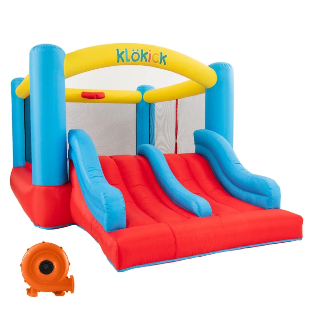 Kids Inflatable Bounce House Slide Splash Pool Climbing Water Gun Air Blower