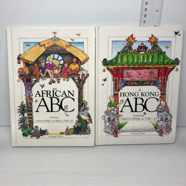 2x Hardcover Bundle Lot An African ABC & A Hong Kong ABC by Jacqui Taylor Book