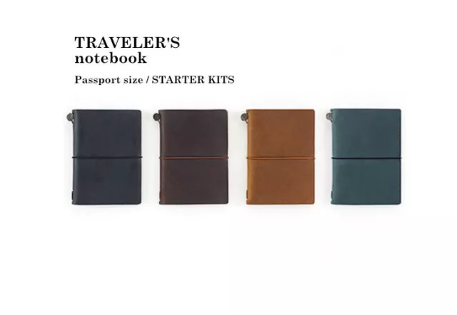 midori TRAVELERS Notebook STARTER KIT Passport Size Black Brown Camel Blue Olive 2