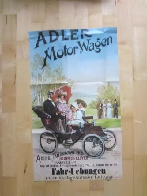 Faksimile Plakat Adler Motorwagen Motiv um 1900