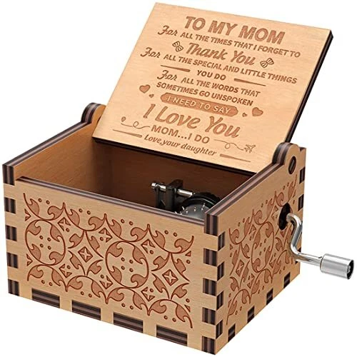 Bolunlun You are My Sunshine Music Box, Daughter Gift for mom, Wood Laser