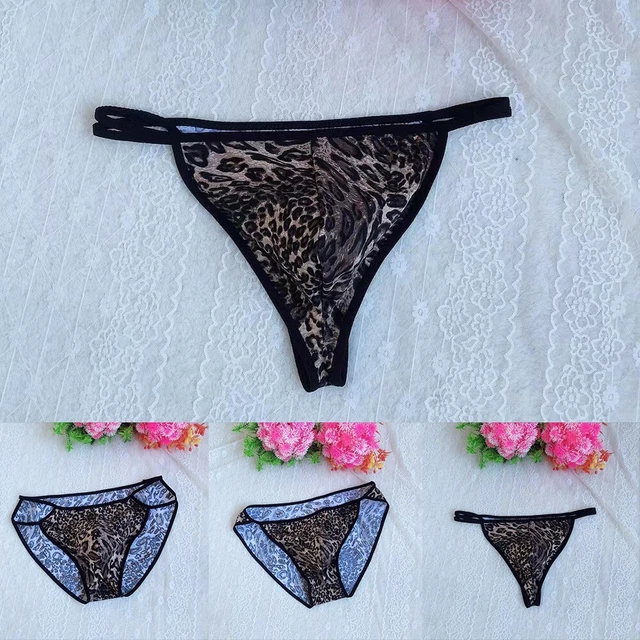 Faringoto Herren String Tanga - Leopardenmuster Dessous Slip