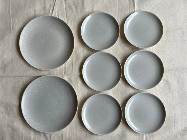Poole Pottery Twintone Seagull Plates Six Side Plates and Two Dinner Plates