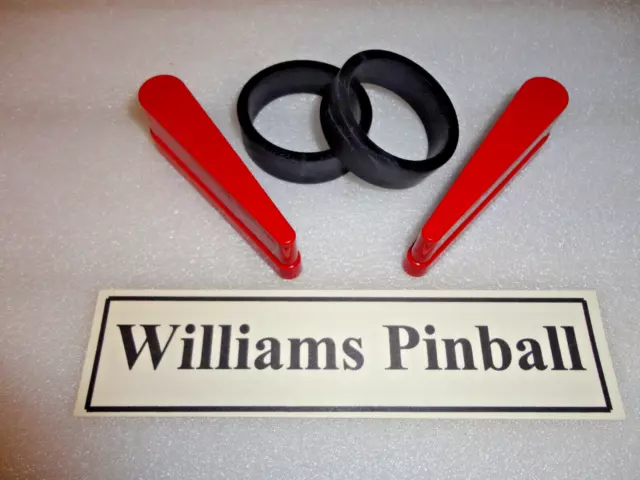 Williams Pinball, Hard To Find, Red Flipper Plastics, Includes New Black Rings!