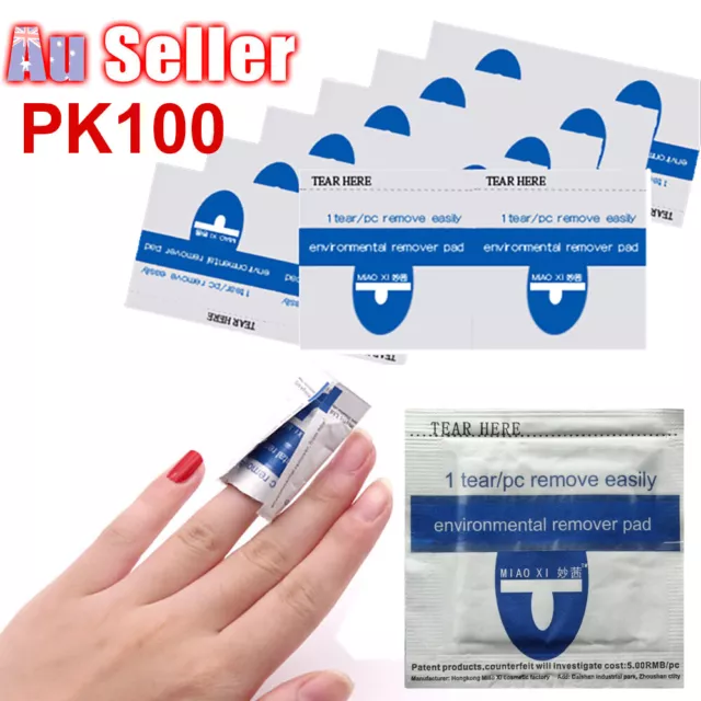 100Pcs Acetone Gel Wraps Soak Off Art Removal Nail Cleaner Polish Remover