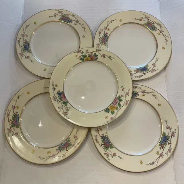Lenox MANDARIN 10 1/4" Dinner  Plates Gold Rim (Set of 5) - Green Hallmark China