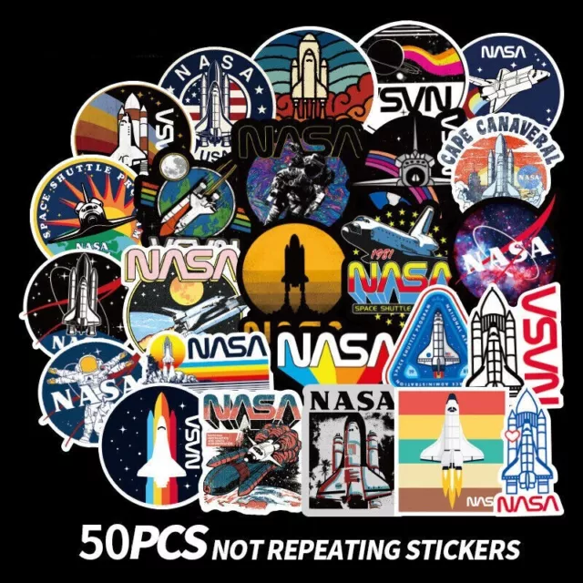 50pcs NASA Astronaut Space Rocket Decal Vinyl Stickers Luggage Laptop Skateboard