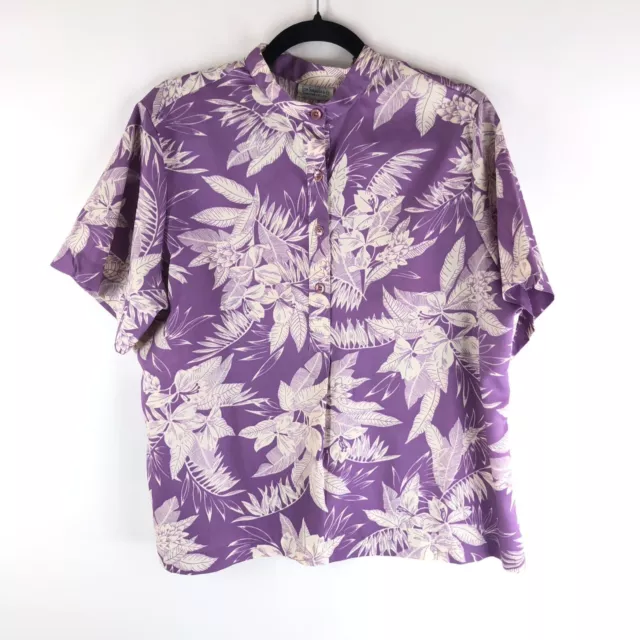 Levi Strauss & Co. Womens 70's Vintage Blouse Hawaiian Floral Button Purple L