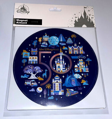 Walt Disney World 50th Anniversary Park Icons Round Magnet Epcot Magic Kingdom