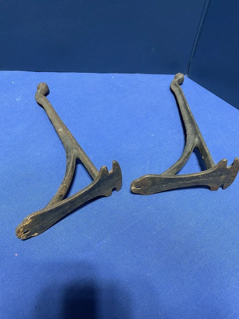 2 Antique Tack Harness Hooks Horse Barn Find Rustic IRON Vintage 2