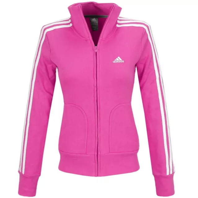 Adidas ESS 3S TT Damen Trainingsjacke Sport Freizeit Jacke Sweatjacke pink/weiß