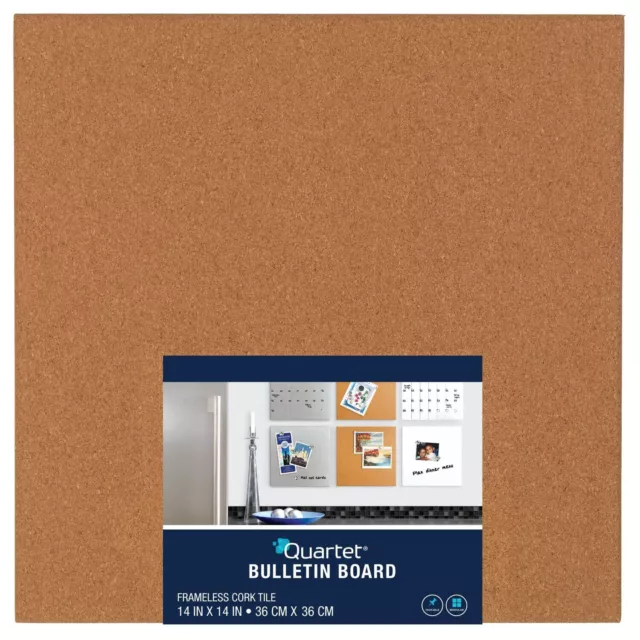 Quartet sans Cadre Modulaire Carrelage Bulletin Board, 35.6x35.6cm, Cork (48112)