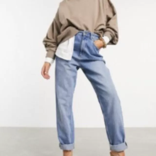 ASOS DESIGN high rise 'slouchy' mom jeans in midwash