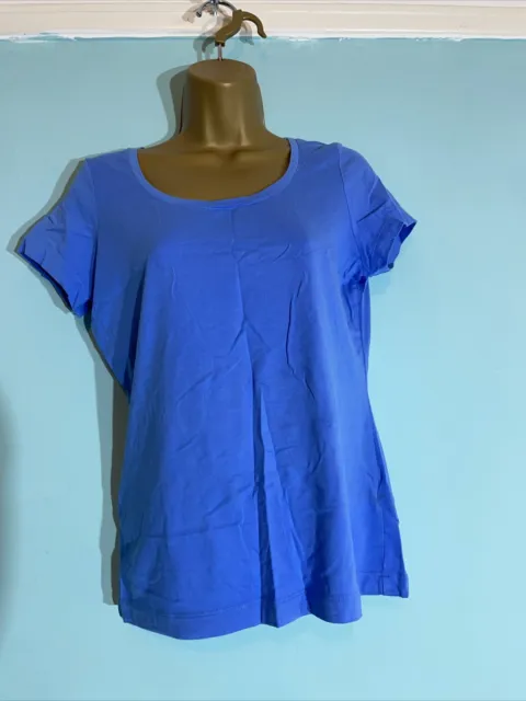 T-shirt donna Lands End piccola blu manica corta collo rotondo casual maglia base