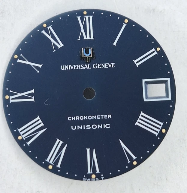 Montre Vintage Universal Genève Unisonic Date - Cadran Bleu Tritium Original - Années 60-70 - Suisse
