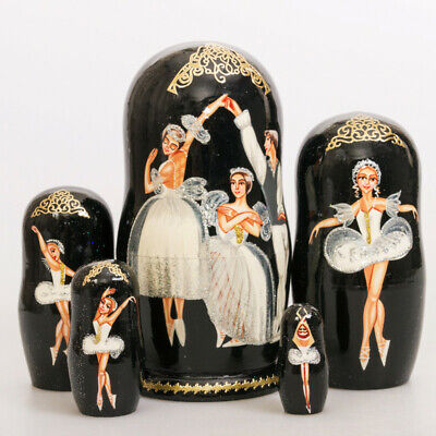 Matryoshka Hand Painted Nesting Doll Russian Ballet BALLERINA DANCERS 7-inch