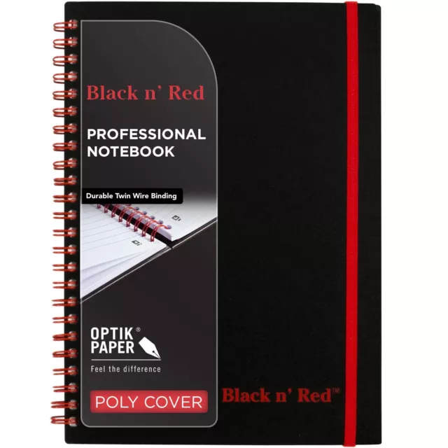 Black n Red Notebook Wirebound Polypropylene 90gsm Ruled 140 Pages A5 Ref C67009