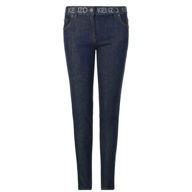 Kenzo Paris Logo Waist Skinny Stretch Denim Blue Jeans SZ 44 EU NWT VM21