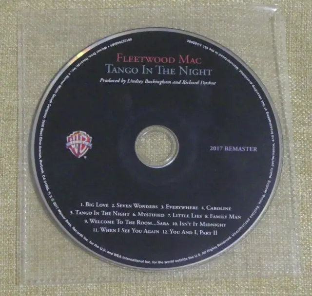 Fleetwood Mac - Tango In the Night : 2017 Remaster - CD Only No Case or Artwork