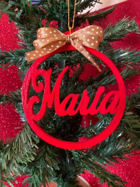 2pz Palla di natale+confezione regalo con nome in legno pallina personalizzata