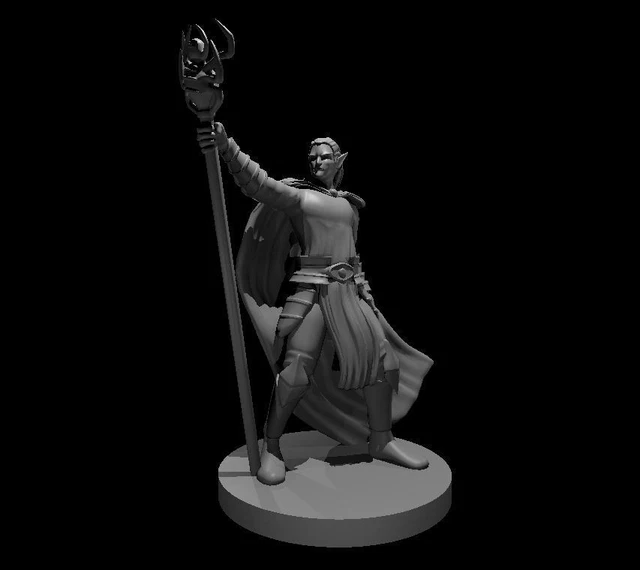 DROW MAGE 3D Printed Resin DnD/Pathfinder/Tabletop RPG Figure Mini