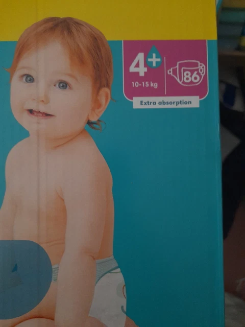 Pampers 86 Couches Pampers baby-dry Taille 4+ de 10 à 15 kg Mega Pack