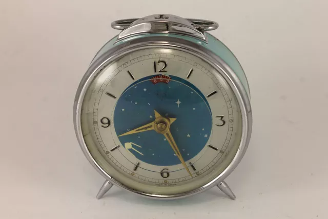 Vintage DIAMOND Space Program SPUTNIK Animated Alarm Clock China 1960's