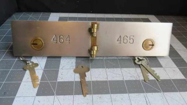 Antique L.L. Bates 1886 Safety Deposit Box Door  3 Op & 1 Guard Key #464 & #465