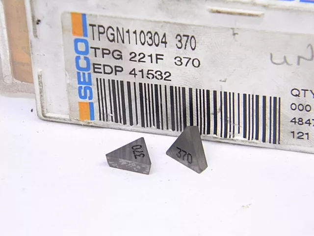 New Surplus 9Pcs. Seco Tpg 221F Grade: 370 Carbide Inserts