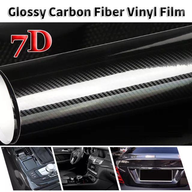 7D Car Wrap Sticker Interior/Exterior Film Sticker Glossy Carbon Fiber Vinyl Kit