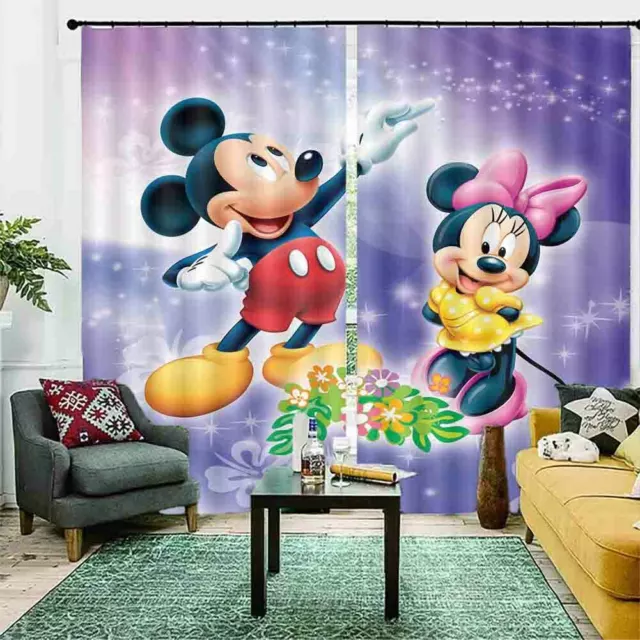 Mickey Mouse Writhing 3D Curtain Blockout Photo Printing Curtains Drape Fabric 2