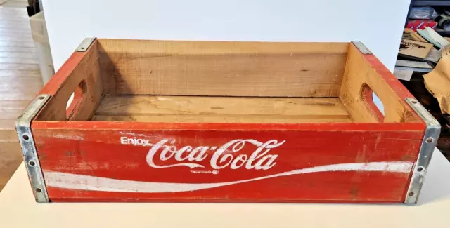 Vintage Red & White Enjoy Coca-Cola Wooden & Metal Crate Soda Bottle Coke