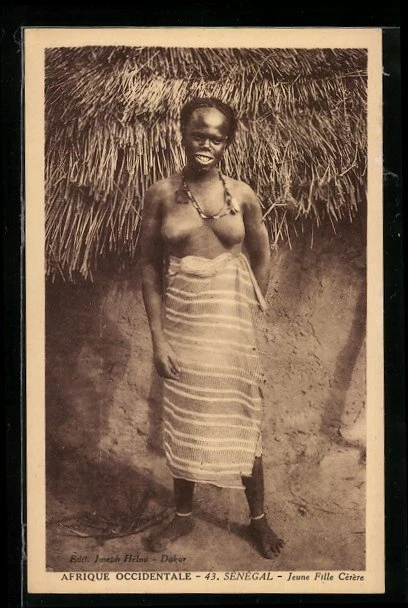 CPA Sénégal, Jeune Fille Cérère, Halbnackte Afrikanerin