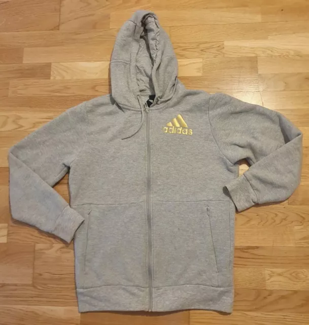 Adidas grey and gold hoodie shop