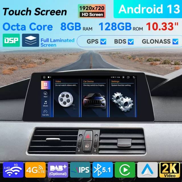 10,33'' Autoradio 8+128GB 8 Kern Android 13 NAVI Für BMW E60 E61 E64 E90 E91 E93
