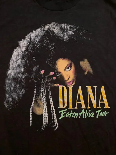 Vintage Diana Ross  Eaten Alive Tour 1986 Cotton Black S-4XL Unisex Shirt 1A997