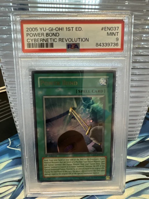 PSA 9 YuGiOh Power Bond CRV-EN037 1st Edition Ultra Rare CRV GEM MINT