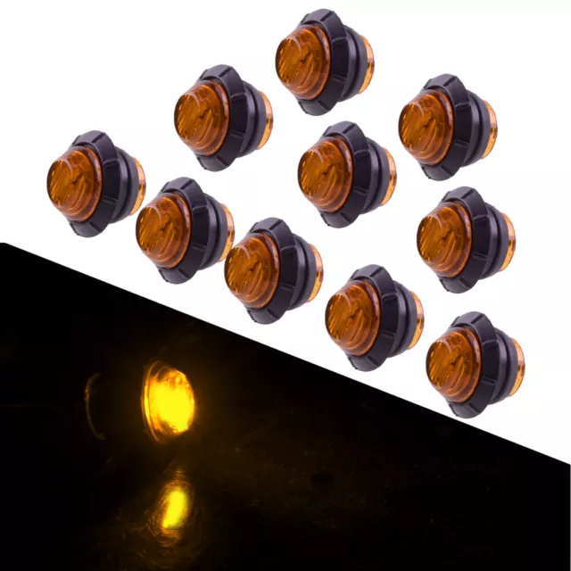 10pcs 12V 3/4" LED Round Side Marker Lights Waterproof for Truck Trailer RV