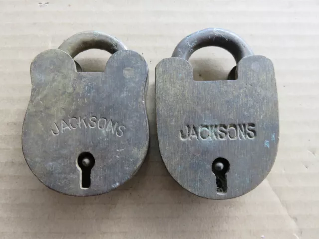 Two Old Brass Jacksons Padlocks No Keys