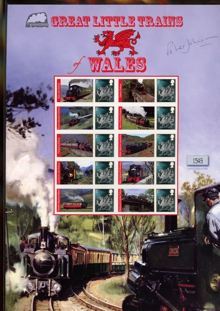 Great Little Trains Wales Smilers sheet signed Peter Johnson