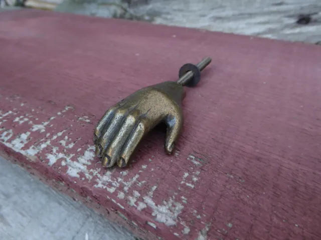 Small HAND Novelty Metal Bronze Knob Cabinet Drawer Pull ~ Nostalgic