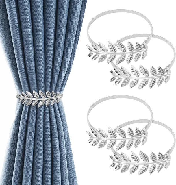 2/4 Pcs Metal Leaf Shaped Curtain Tiebacks Drape Holdbacks Holder for Home Decor