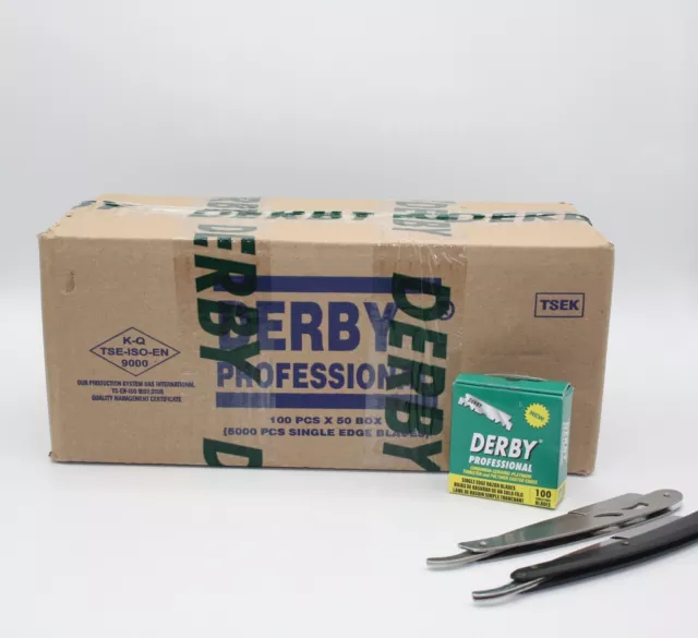 5000ct (50 packs) Derby Professional Single Edge Razor Blades+2 FREE METAL RAZOR