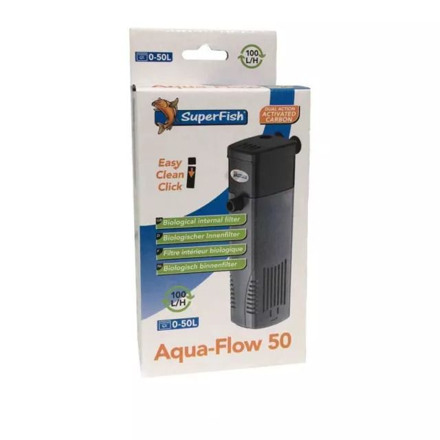 Superfish Aqua Flow 50 Internal Filter Fish Tank Aquarium up to 50L 100L/H