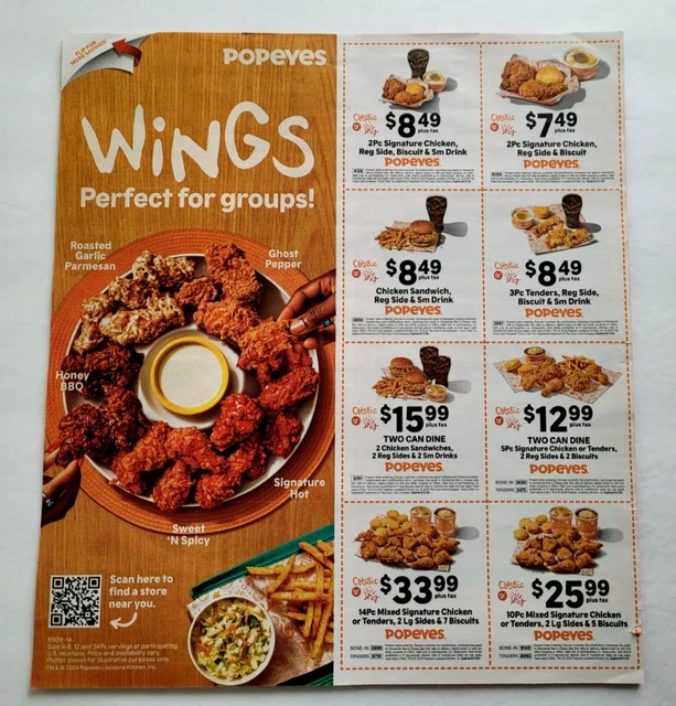 POPEYES SAVINGS 5 Sheets 80 Total Coupons Expires June 2, 2024 7.75
