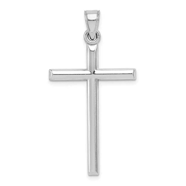 Sterling Silver Rhodium-plated Latin Cross Pendant 0.8 x 1.6 in