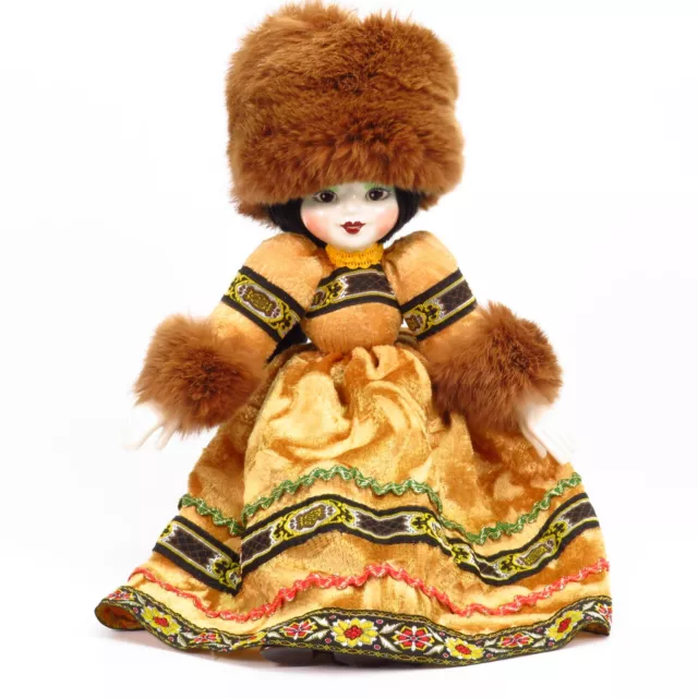 Russian Folk Doll Vintage Porcelain Traditional Dress Hat Handmade Painted 17"