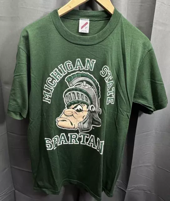 Camiseta vintage años 80 1988 de colección Michigan de punto único verde Jerzees L 42-44 EE. UU.