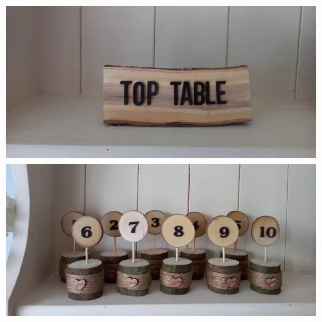 Rustic Wooden 1-10 Table Numbers top table sign Wedding Birthday Party  Decor